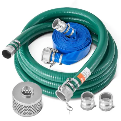 Image de Tuyau pour pompe à eau, 2 pouces - 15,24 mètres.
Tuyau de refoulement - 6,1 mètres.
Tuyau d'aspiration - PVC rigide