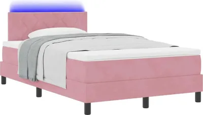 Immagine prodotto di Letto a Sorgente LED con materasso Rosa 120 x 190 cm Velluto