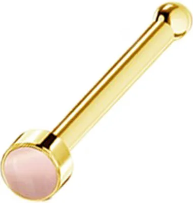 Produktbild von viva-adorno 0,8 mm Nasenstecker Nasen Piercing gerade Chirurgenstahl 316L gold mit rosa Stein Z564