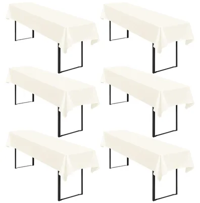 6er-Pack Biertischdecke 100x250 cm, wasserdicht, Polyester, Elfenbein