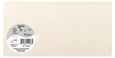 Produktbild von Clairefontaine Pollen Karten DL 106x213mm Perlmutt elfenbein 25 Stück