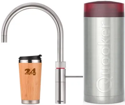 Produktbild von »QUOOKER FUSION Round COMBI B Edelstahl & 100°C Armatur (22FRRVS)« (2-St) Spültischmischer mit 100°C Kochendwasserfunktion *Inklusive Thermobecher