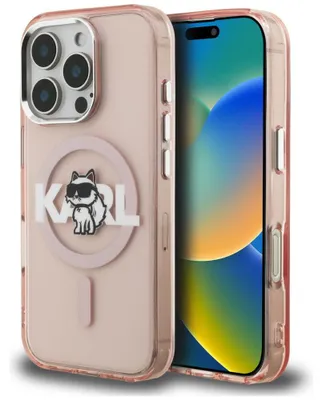 Image de Étui Karl Lagerfeld IML Choupette, motif logo, compatible avec iPhone 16 Pro, couleur rose