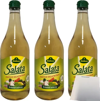Produktbild von Kühne Salata Fertige Salatwürze auf Essigbasis 3er Pack (3x750ml Flasche) + usy Block