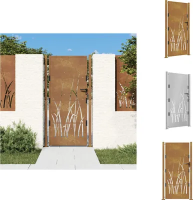 Immagine prodotto di vidaXL Cancello da giardino 105x180 cm in acciaio corten design erba - Cancelli da giardino
