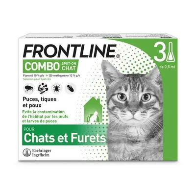 Image de Pipettes antiparasitaires, Frontline, Combo, Pour chats, 3 x 0,5 ml