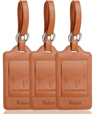 Produktbild von 3er-Pack Kofferanhänger mit Adressschild, Kunstleder, Braun