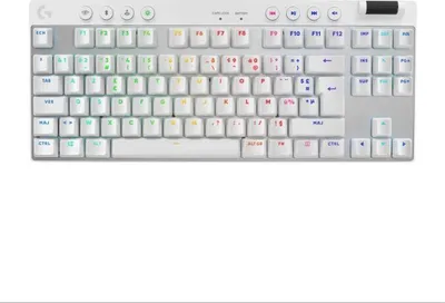 Obrázek produktu pro Herní klávesnice Logitech G Pro X TKL Lightspeed, bezdrátová, AZERTY, mechanická, podsvícení, GX Brown, bílá