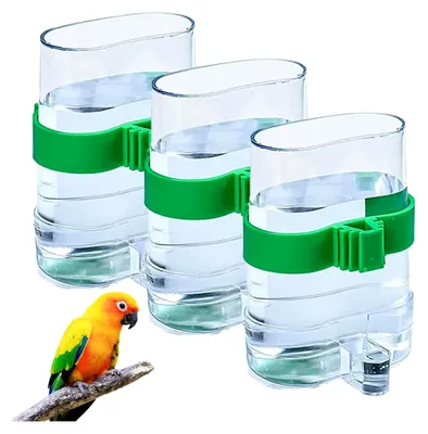 Produktbild von 3 Stück Vögel Automatischer Wasserspender aus Kunststoff für Papageien, Tauben und andere Vögel (7,5 x 13,4 cm)