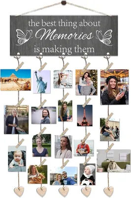 Image de Cadre photo collage, 6 cordes, 20 pinces, pour décoration murale