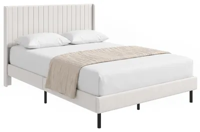 Produktbild von HOMCOM Polsterbett 140 x 200 cm mit verstellbarem Kopfteil, Beige