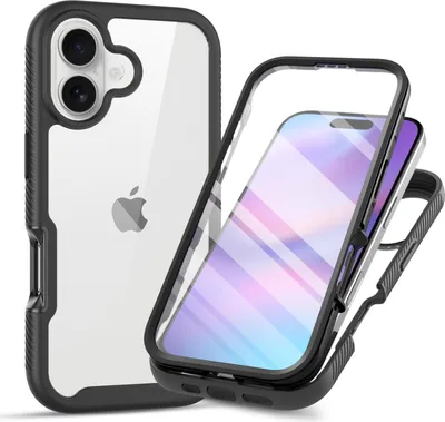 Immagine prodotto di Custodia per iPhone 17, bumper con protezione dello schermo incorporata Custodia protettiva a 360° per iPhone 17 Nero