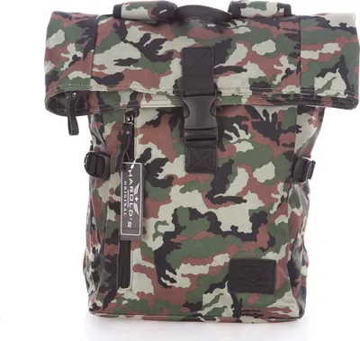 Produktbild von J Jones Rucksack Freizeitrucksack Damen Herren mit Einsätzen aus echtem Leder Camouflage