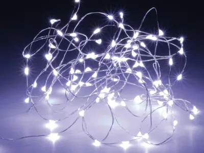 Obrázok produktu pre Bleskové Drôtové Svetlá 100 Led Batériové Napájanie Vianočná Dekorácia Studená Biela 495 Cm