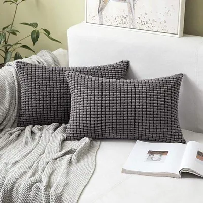 Produktbild von Famanu Kissenbezüge Set von 2 – gestreift – 30x50 cm – grau