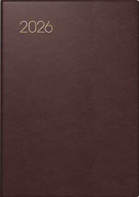 Produktbild von BRUNNEN Taschenkalender 2026 - A7 - 2 Seiten = 1 Woche - Modell 713 – Leder bordeaux mit Goldschnitt
