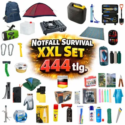 Produktbild von BLACKOUTPro Notfall Survival Kit 444 tlg XXL Blackout Ausstattung Set Prepper Notfallausrüstung | Notfallrucksack| Camping & Outdoor Emergency Set