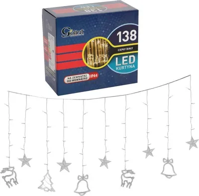 Productafbeelding van LED-kerstdecoratie met 138 lichtjes, sterren, belletjes en rendieren (wit licht)