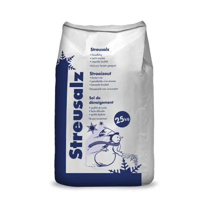 Produktbild von Deutsches Streusalz 25 kg, Korngröße 0-5mm, hochwirksam, TL-Streu 2003 konform, nicht für Streuwagen