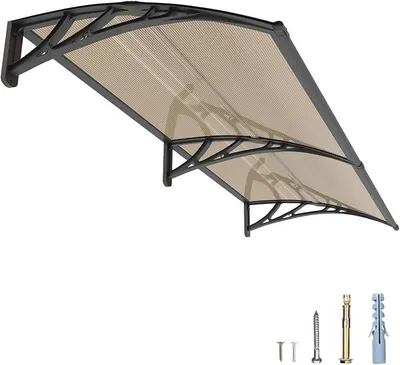 Produktbild von Vordach für Haustür 100x150cm, UV Überdachung Haustür aus Polycarbonat – Schützt vor Regen Schnee für Terrasse, Veranda Fenster