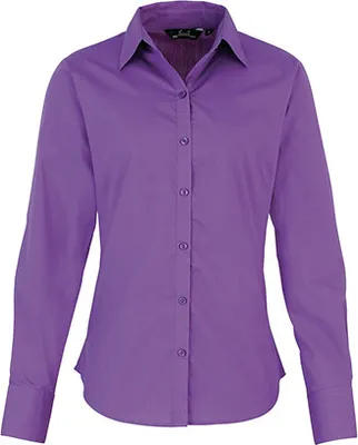 Produktbild von Premier Workwear , Women´s Poplin Long Sleeve Blouse , Rich Violet , 42 (L/14)