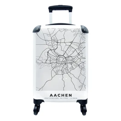 Produktbild von MuchoWow® Koffer Handgepäck Trolley Rollkoffer Kleine Reisekoffer mit 4 Rollen - Aachen - Stadtplan - Deutschland - Karte - Cabin Size < 55x40x23 cm & 55x40x20 cm - Fotokoffer - Kabinenkoffer - Boardgepäck - Reise-Box - Reisekoffer - Reisegepäck - Koffer mit Bild - Trolley für Kinder