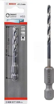 Produktbild von Bosch Professionel HSS Metall Bohrer 5 mm 1/4 Hex IMACT CONTROL Sechskant Schaft