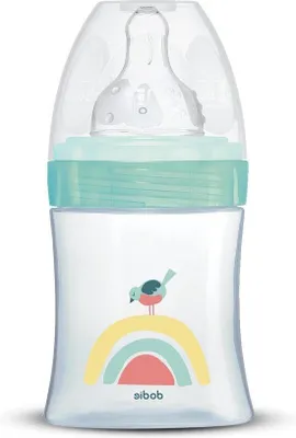 Immagine prodotto di Biberon con tettarella rotonda, 150 ml, 3 velocità, blu, per 0-6 mesi