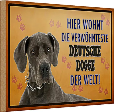 Produktbild von Holzschild Spruch 30x20cm Hund hier wohnt Deutsche Dogge