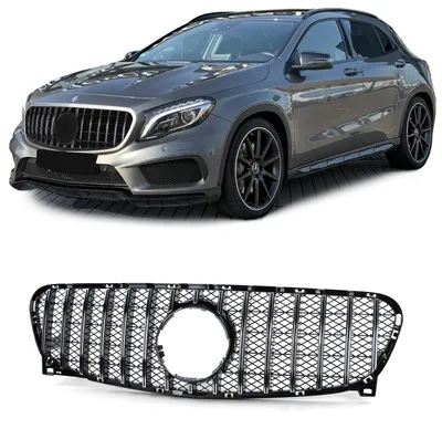 Sport Kühlergrill Schwarz Glanz Chrom passt für Mercedes GLA X156 2013-2016 – Produktansicht