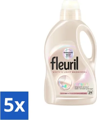 Produktbild von Fleuril - Waschmittel - Weißes & Helles Waschmittel - Weiße & Helle Wäsche - 29 Wäschen - Vorteilspack - 5 Stücke
