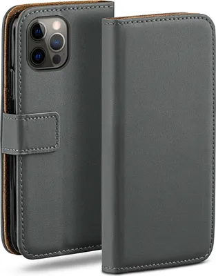 Produktbild von moex® Book Case kompatibel mit Apple iPhone 12 Pro Max - Hülle 360 Grad klappbar, Dunkelgrau