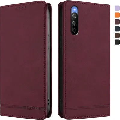 Image de Etui pour Sony Xperia 10 V, étui rétro en cuirPolyuréthaneavec support et fentes pour cartes de crédit Rouge