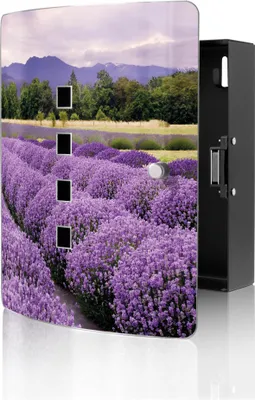 Produktbild von banjado Design Schlüsselkasten aus Edelstahl für 10 Schlüssel, Schlüsselschrank 24 x 21,5 x 7cm groß mit Magnetverschluss,  Lavendel 1 [BWSK 10429]