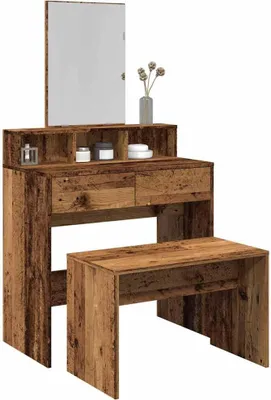 Obrázok produktu pre vidaXL Taburetka na líčenie vo vzhľade regenerovaného dreva 70x35x45 cm materiál na báze dreva