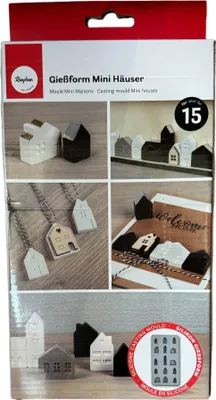 Produktbild von Rayher Silikon Gießform Mini Häuser, 14,5x26x1,5cm, 15 Formen