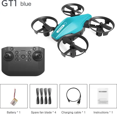 Obrázok produktu pre Mini 2,4 g Diaľkové ovládanie Dron 4-kanálový 6-osový Quadcopper Aircraft Toy pre chlapcov Darčeky Blue 1 Batéria