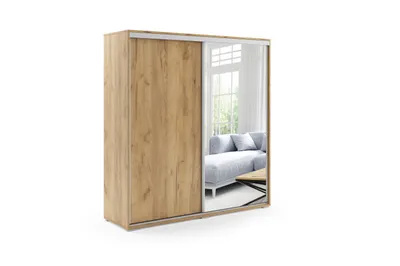 Produktbild von A20 Kleiderschrank mit Schiebetür und Spiegel - Gold Craft - 200 x 62 x 245 cm