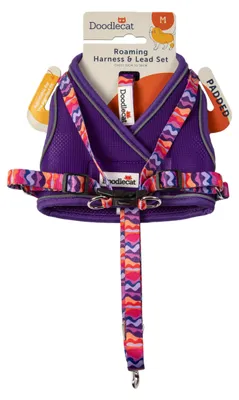 Katzenhalsband und Leine Set, verstellbar, reflektierend, Lila, L