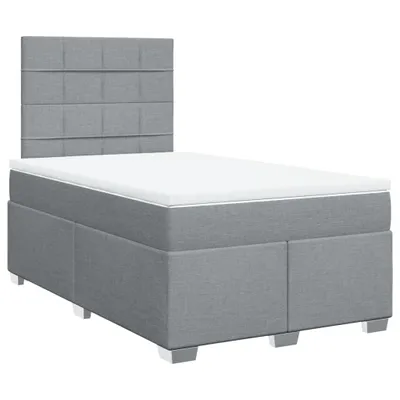 Produktbild von Boxspringbett mit Matratze Hellgrau 120x200 cm Stoff