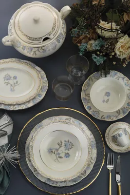 Obrázok produktu pre Hermia Concept, BNOLY68YT43010542, jedálenský servis, jedálenský servis (68 kusov), modrá farba, kostný porcelán, 27 x 27 cm