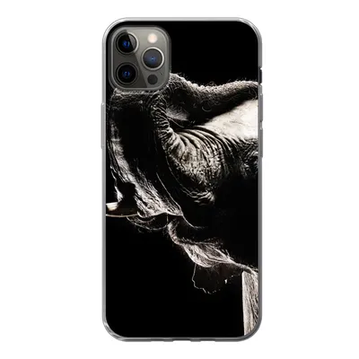 Produktbild von MuchoWow® Handyhülle Schutzhülle Hülle für iPhone 13 Pro Max Elefant - Schwarz - Tiere - Porträt Silikon Softcase Handy Hülle - Mobiltelefon
