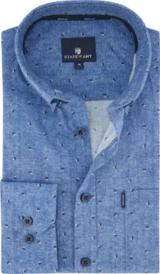 Produktbild von State of Art Hemd blau Baumwolle Muster Button-Down-Kragen