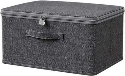 Image de Boîte de rangement pliable à charnières avec serrure à combinaison - Grau (40 x 30 x 21 cm)