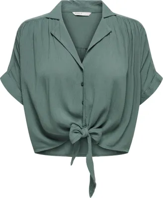 Produktbild von ONLY ONLPAULA LIFE S/S TIE SHIRT WVN NOO Balsam Green M