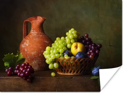 Produktbild von MuchoWow® Poster Rustikal - Obst - Korb - Stilleben 160x120 cm - Foto Plakat