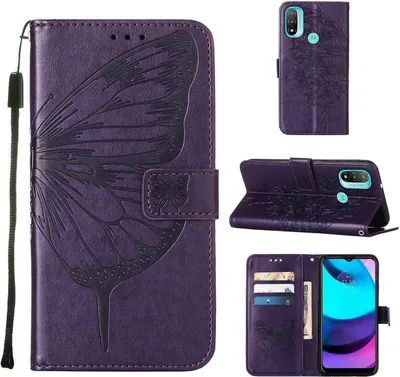 Obrázek produktu pro Moto E20 Case, Butterfly Embossing Flip Leather Card Holder Protective Case Kožené pouzdro se stojánkem pro Motorola Moto E20 / E30 / E40 Purple