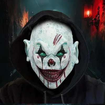 Gruselige Latex-Clownmaske für Erwachsene, Halloween-Kostümzubehör