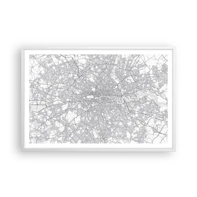 Produktbild von Gerahmtes Poster - Weißer Rahmen - Stadt Karte London - 91,5x61 cm - Wand Bild - Wanddeko - Wandbilder - Kunstposter - Wandposter - Bilderrahmen - Bilder - Kunstdruck Wanddekoration - P2WAA91x61-4680