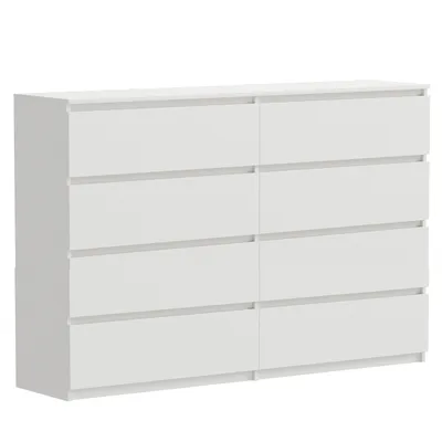 Produktbild von Kommode Weiß 8 Schubladen matt 140x34x100 cm extra groß modern Schlafzimmer Büro